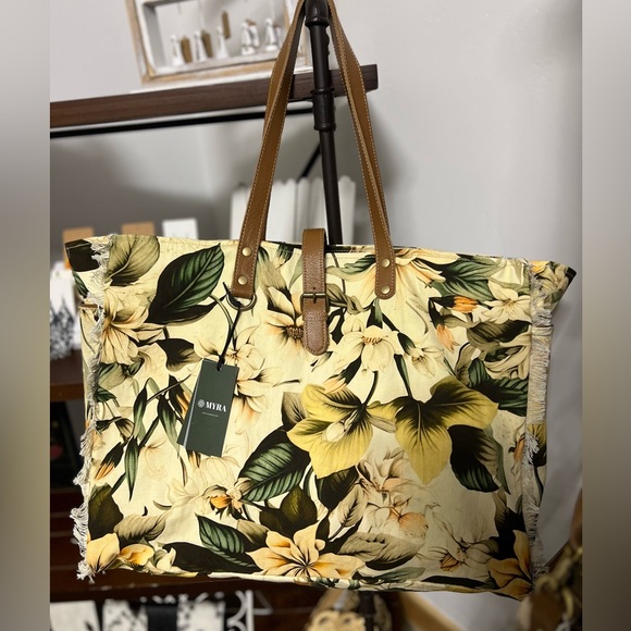 New Floral XL Myra Bag Canvas Leather Weekender Travel extra large